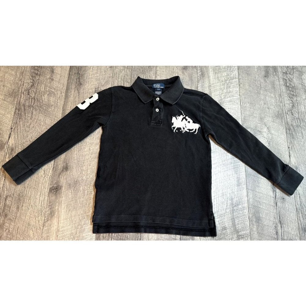 Polo Ralph Lauren Shirt Youth Small 8 Black Long Sleeve Double Pony Preppy 90s
